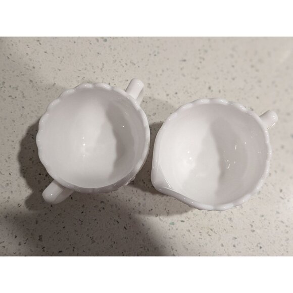 Imperial Glass Milk Glass Cream & Sugar Set With Grape Pattern - Picture 7 of 11